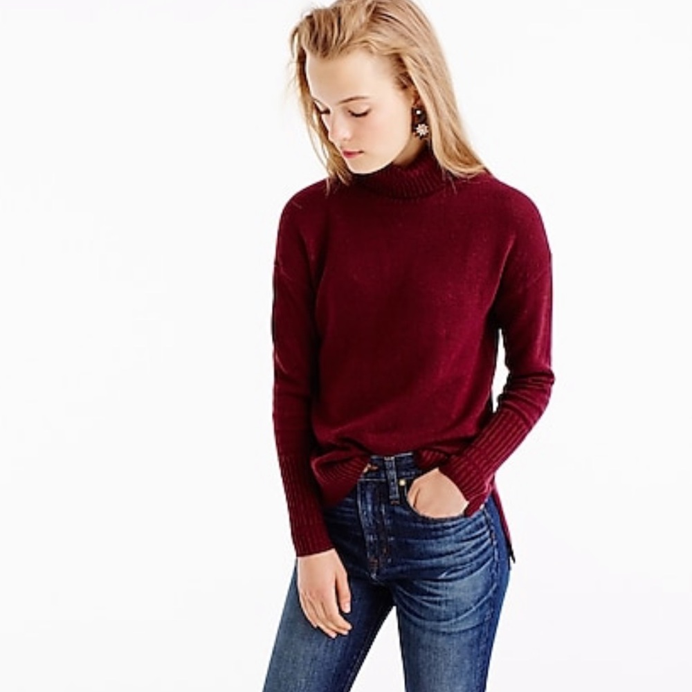 J. CREW Relaxed Wool Turtleneck with Wool Trim